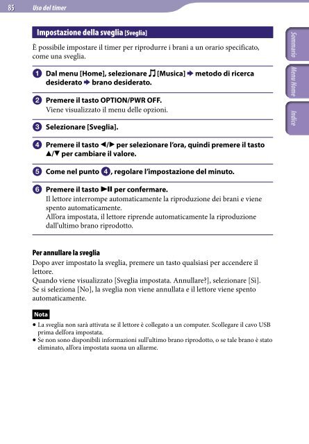 Sony NWZ-E445 - NWZ-E445 Consignes d&rsquo;utilisation Italien