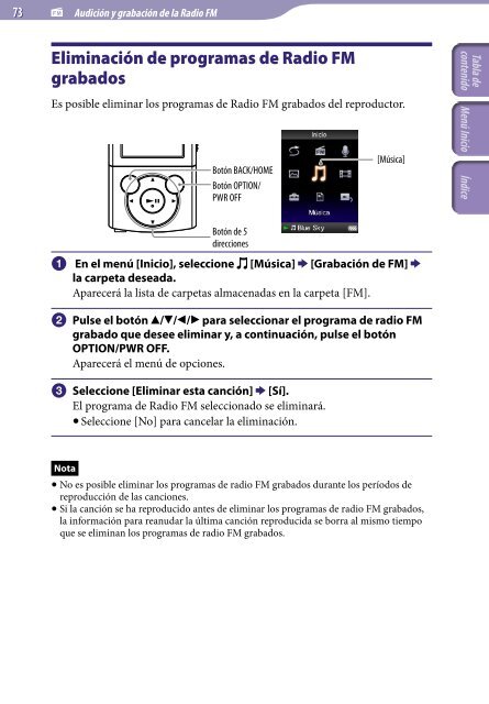 Sony NWZ-E445 - NWZ-E445 Consignes d&rsquo;utilisation Espagnol