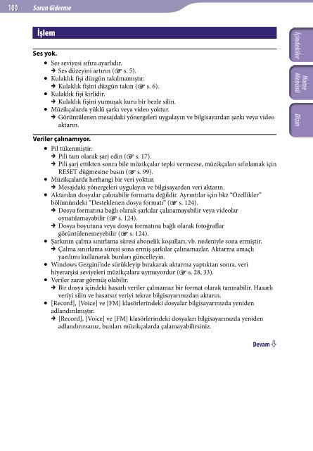 Sony NWZ-E445 - NWZ-E445 Consignes d&rsquo;utilisation Turc