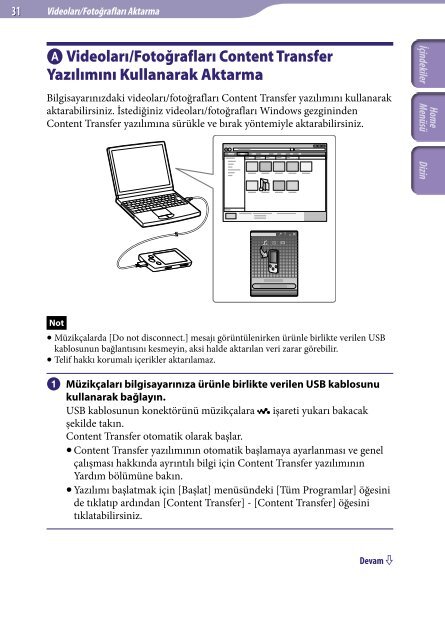 Sony NWZ-E445 - NWZ-E445 Consignes d&rsquo;utilisation Turc