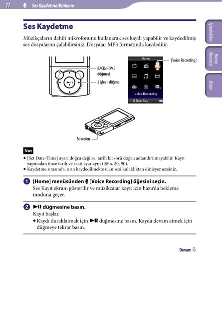 Sony NWZ-E445 - NWZ-E445 Consignes d&rsquo;utilisation Turc