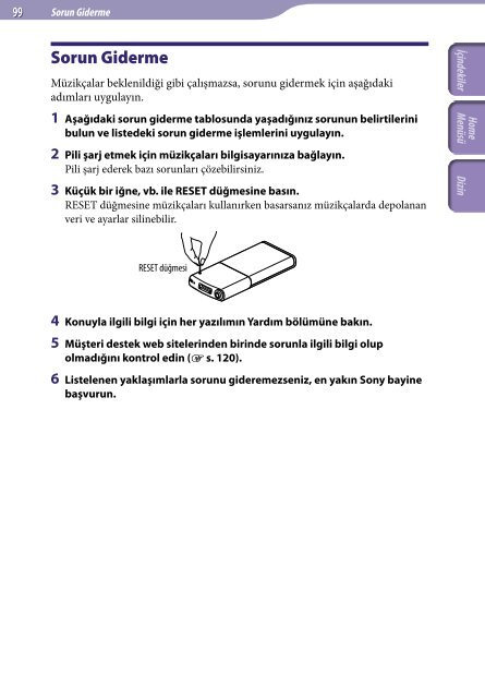 Sony NWZ-E445 - NWZ-E445 Consignes d&rsquo;utilisation Turc