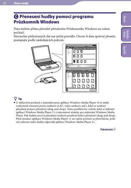 Sony NWZ-E445 - NWZ-E445 Consignes d&rsquo;utilisation Tch&egrave;que