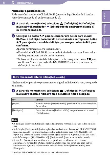 Sony NWZ-E445 - NWZ-E445 Consignes d&rsquo;utilisation Portugais