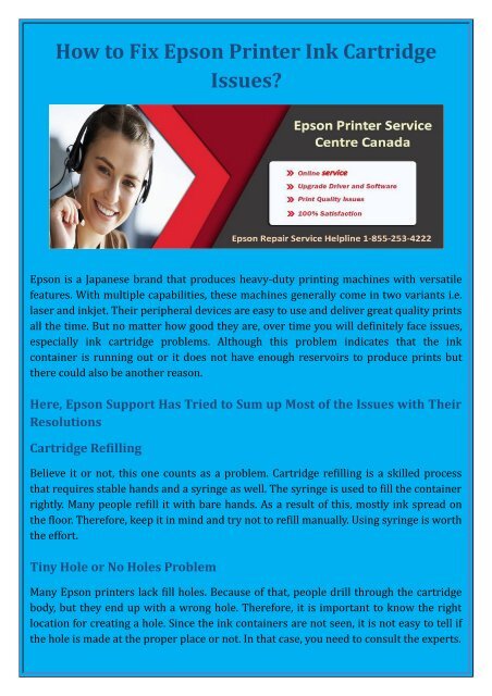 How to Fix Epson Printer Ink Cartridge Issues?