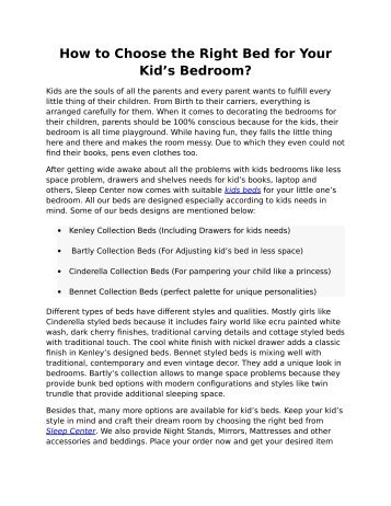 How to Choose the Right Bed for Your Kid’s Bedroom?