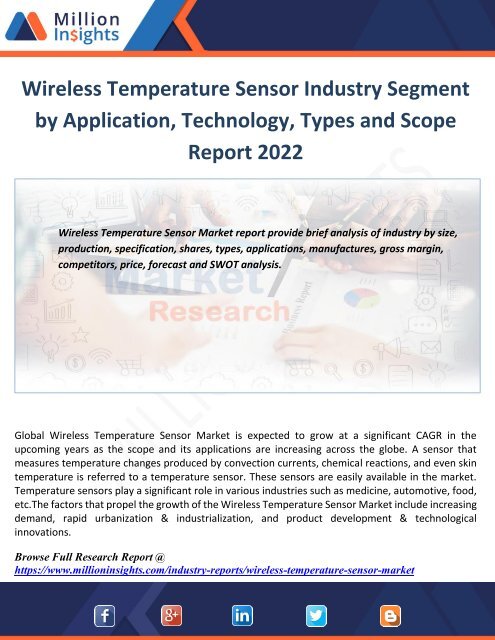 Wireless Temperature Sensor Industry Segment by Application, Technology, Types and Scope Report 2022