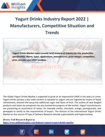 Yogurt Drinks Industry Report 2022  Manufacturers, Competitive Situation and Trends
