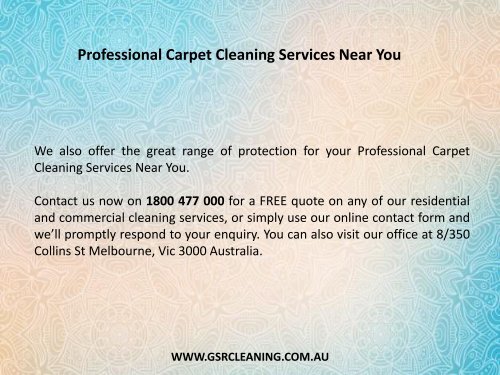 Professional Carpet Cleaning Services Near You - GSR Cleaning Services