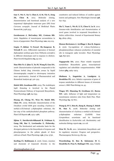 Relationship between gene expressions and related terpenes at three developmental stages in Artemisia annua