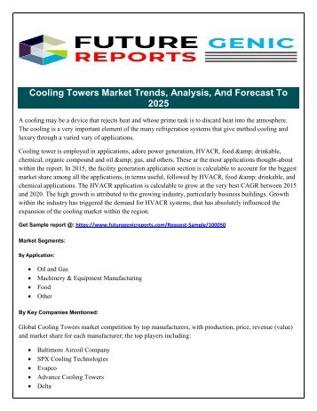 Technology Stringent, Innovation, Norms & Optimistic, Efficincy Outlook for Industrial Recovery Drive the Cooling Towers Market