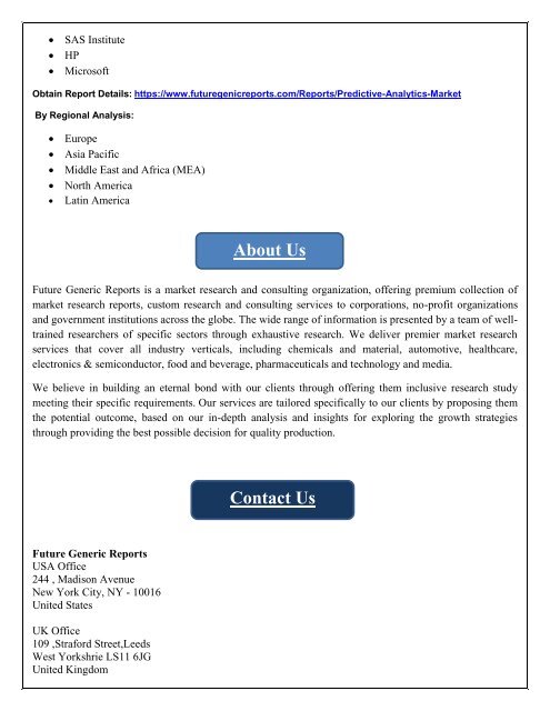 Technology Stringent, Innovation, Norms & Optimistic, Efficincy Outlook for Industrial Recovery Drive the Global Predictive Analytics Market