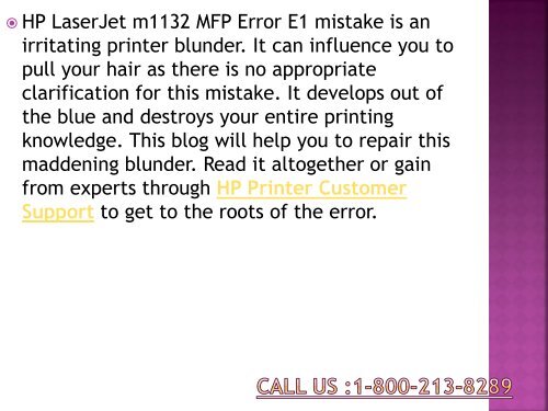 1-800-213-8289 How to Fix HP DeskJet Printer Error Codes E1