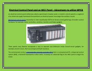 Electrical Control Panel and an MCC Panel - Advantages to utilize MPCB