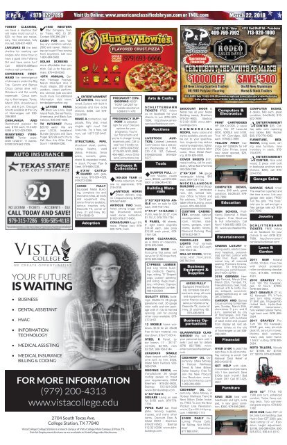 American Classifieds March 22nd Edition Bryan/College Station