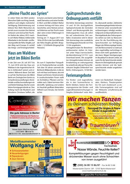 Gazette Zehlendorf Nr. 8/2017