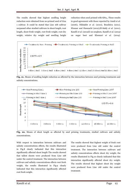 Seedling parameters as affected by seed priming of some safflower cultivars under salinity stress