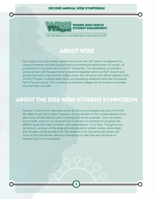 WISE (Women Who Ignite Student Engagement) Symposium Program