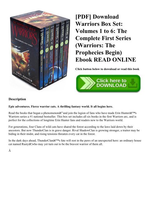 [PDF] Download Warriors Box Set: Volumes 1 to 6: The Complete First Series (Warriors: The Prophecies Begin) Ebook READ ONLINE
