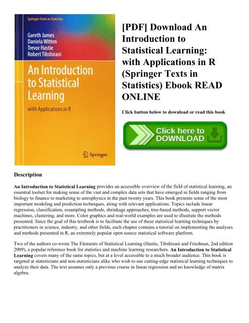 an introduction to statistical learning