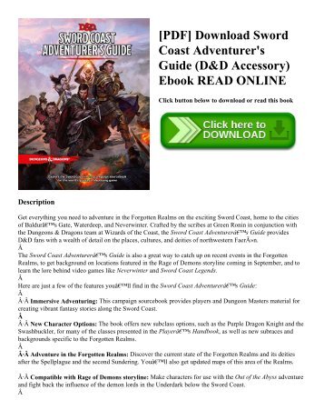 [PDF] Download Sword Coast Adventurer's Guide (D&D Accessory) Ebook READ ONLINE