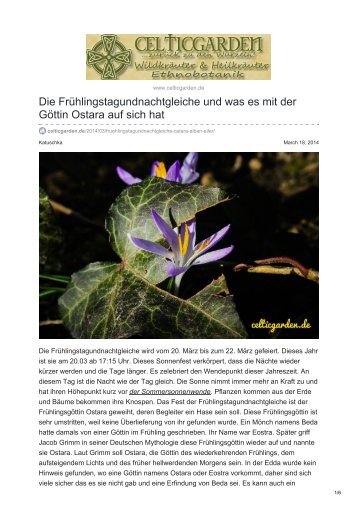 Die Fruehlingstagundnachtgleiche und Goettin Ostara