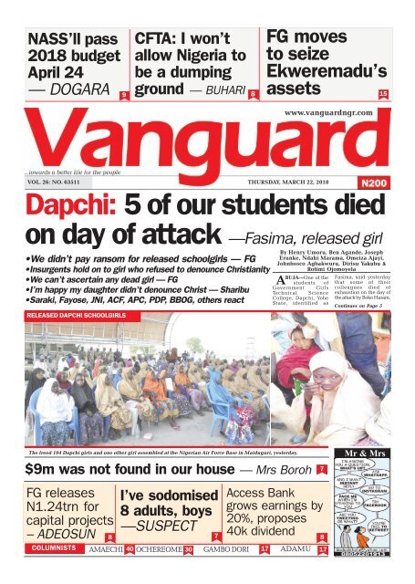 22032018 - Dapchi: 5 of our students died on day of attack —Fasima, released girl