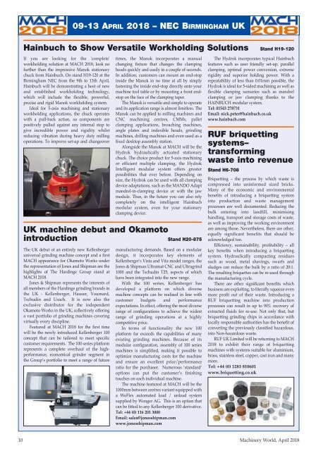 Manufacturing Machinery World April 2018