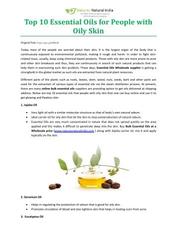 Top 10 Essential Oils for People with Oily Skin