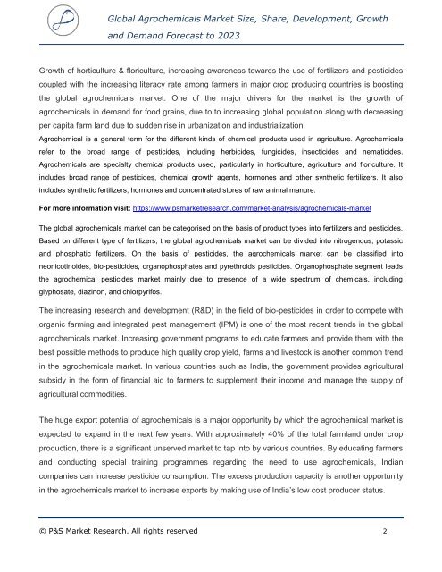 Agrochemicals Market Size, Share, Development, Growth and Demand Forecast to 2023