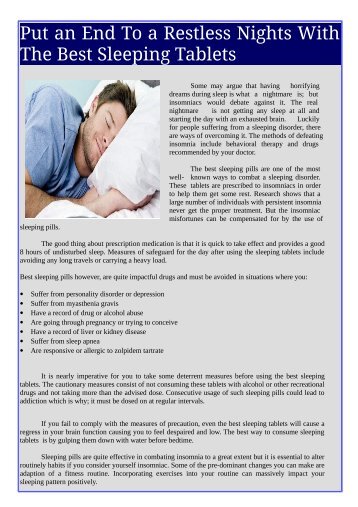 Sleeping Tablets - Cheap & Effective Treatment for Insomnia  