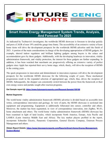 Smart Home Energy Management System Report on Global and United States Market, Status and Forecast, by Players, Types and Applications 2018-2025