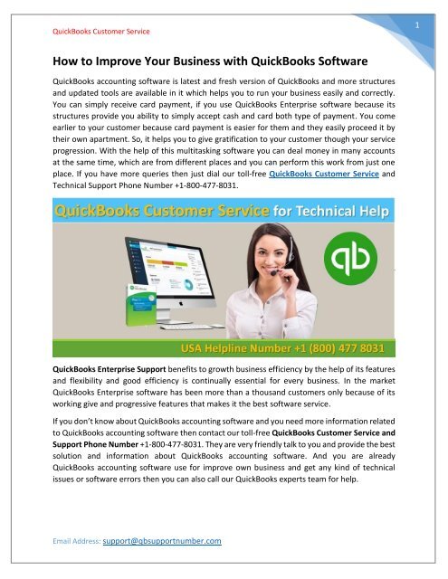 How to Improve Your Business with QuickBooks Software Call @ +1-800-477-8031