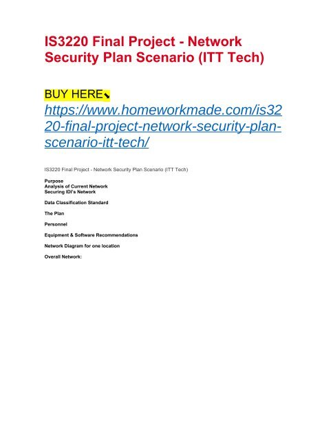 IS3220 Final Project - Network Security Plan Scenario (ITT Tech)