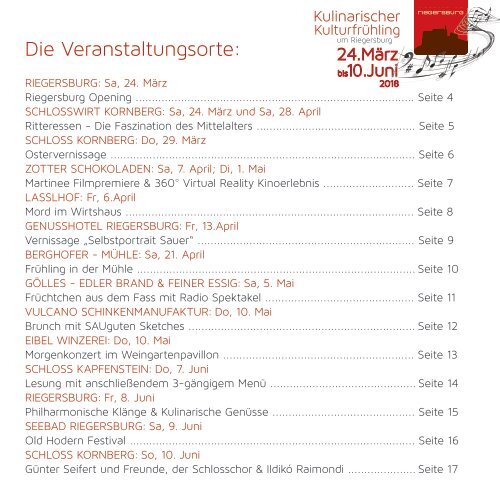 Kulinarischer Kulturfrühling um Riegersburg 2018