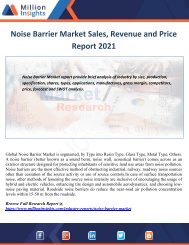 Noise Barrier Market Sales, Revenue and Price Report 2021