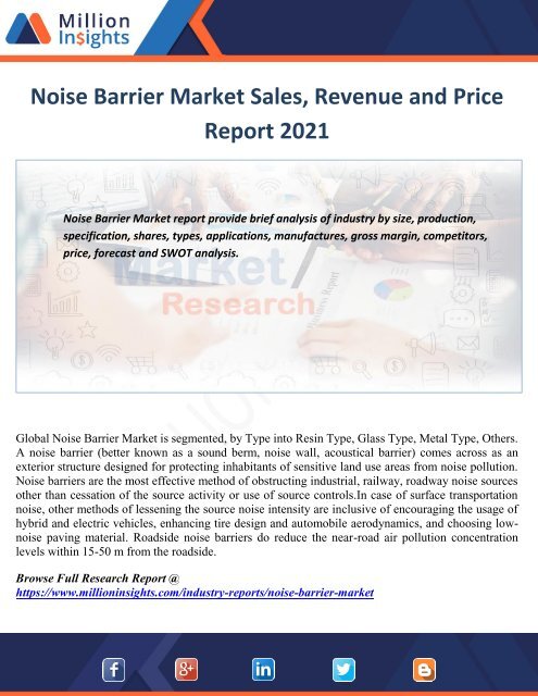 Noise Barrier Market Sales, Revenue and Price Report 2021
