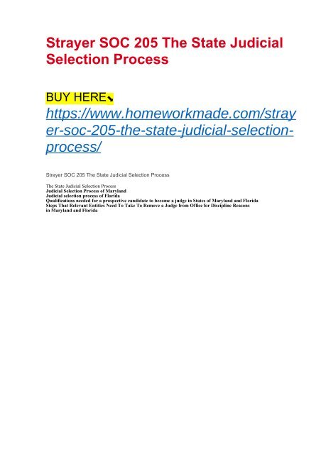 Strayer SOC 205 The State Judicial Selection Process