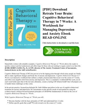 Pdf Download Retrain Your Brain Cognitive Behavioral