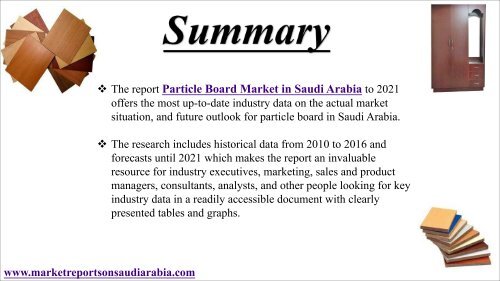 Particle Board Market in Saudi Arabia to 2021