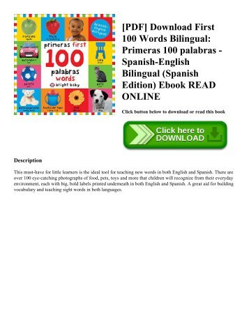 [PDF] Download First 100 Words Bilingual Primeras 100 palabras - Spanish-English Bilingual (Spanish Edition) Ebook READ ONLINE