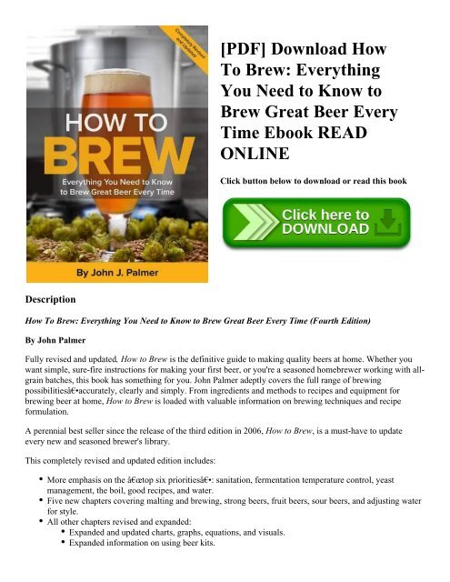 [PDF] Download How To Brew: Everything You Need to Know to Brew Great Beer Every Time Ebook READ ONLINE