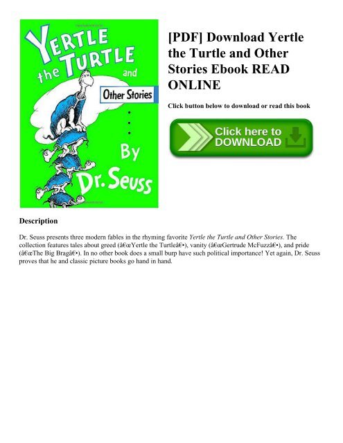 [PDF] Download Yertle the Turtle and Other Stories Ebook READ ONLINE