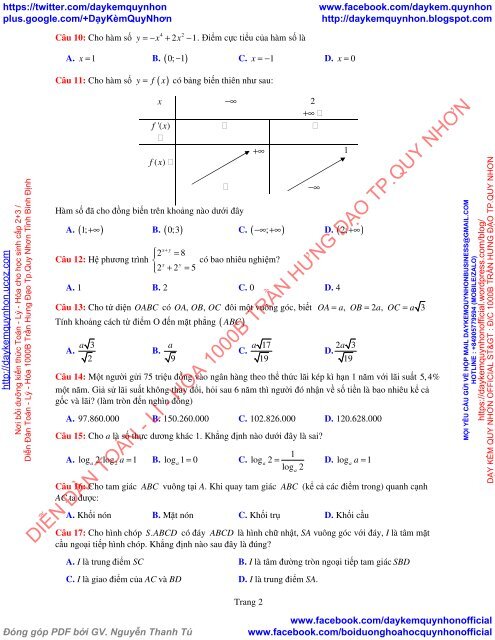 Bộ đề thi thử THPT QG 2018 Các môn TOÁN - LÍ - HÓA Các trường THPT Cả nước CÓ ĐÁP ÁN & LỜI GIẢI (Lần 2) [DC23032018]