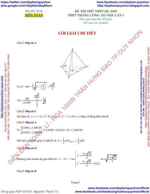 Bộ đề thi thử THPT QG 2018 Các môn TOÁN - LÍ - HÓA Các trường THPT Cả nước CÓ ĐÁP ÁN & LỜI GIẢI (Lần 2) [DC23032018]