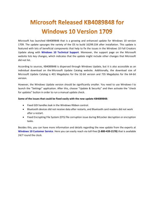Microsoft Released KB4089848 for Windows 10 Version 1709