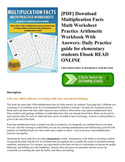 [PDF] Download Multiplication Facts Math Worksheet Practice Arithmetic ...