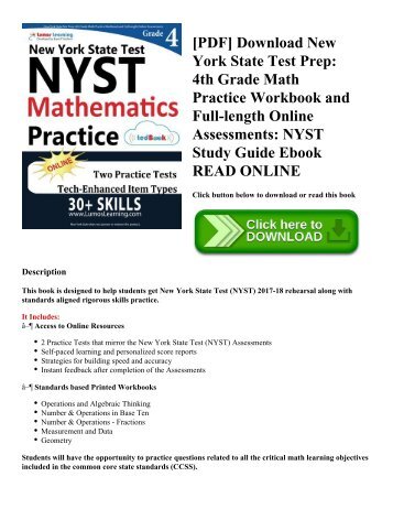 [PDF] Download New York State Test Prep: 4th Grade Math Practice Workbook and Full-length Online Assessments: NYST Study Guide Ebook READ ONLINE