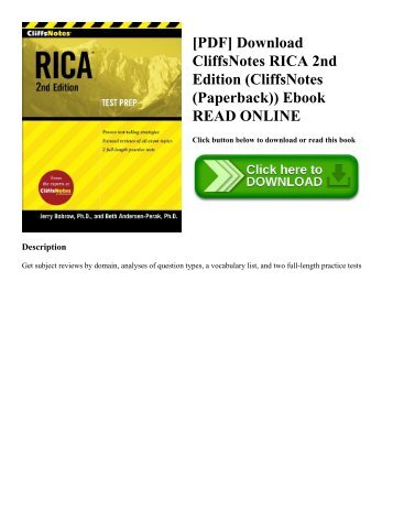 [PDF] Download CliffsNotes RICA 2nd Edition (CliffsNotes (Paperback)) Ebook READ ONLINE