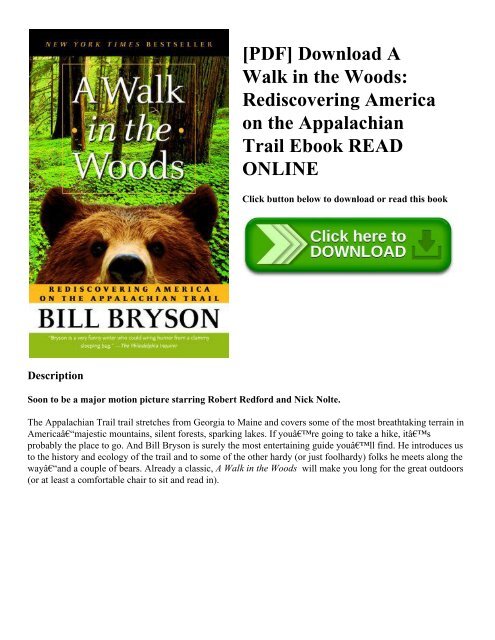 [PDF] Download A Walk in the Woods: Rediscovering America on the Appalachian Trail Ebook READ ONLINE